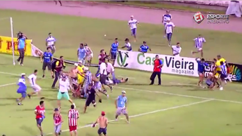 Mass pitch invasion descends into nasty brawl in Brazilian match