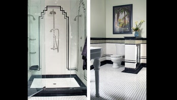 Art deco elements create a contemporary flap