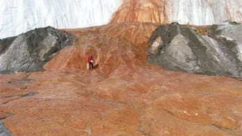 In Antarctica, a waterfall runs red