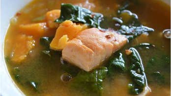 Heart Healthy Salmon, Spinach and Sweet Yam Stew