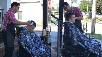 New York barber goes viral for giving man in wheelchair a haircut outdoors
