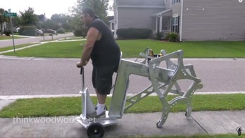 This guy built a walking chariot that's powered by a 20-volt cordless drill