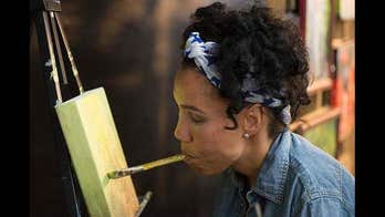 California artist with rare birth defect paints with feet and mouth