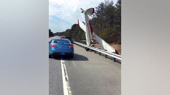Maine plane ends up nose-down after emergency landing on highway