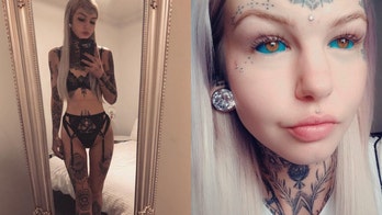 Woman obsessed with 'body modification' tattoos eyeballs blue