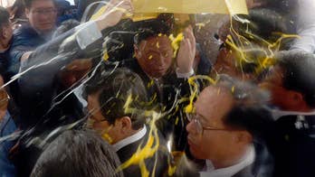 S. Korea premier pelted with eggs, bottles over missile site