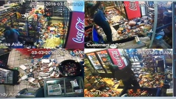 Surveillance video: Woman trashes convenience store after caught trying to shoplift