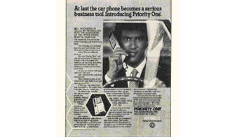 Classic car phone ad pitches a rolling office and distracted driving