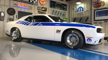 2015 Dodge Challenger Drag Pak sounds wicked, burns out, nearly loses it