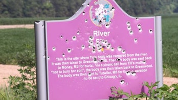 Historical marker honoring Emmett Till riddled with bullet holes
