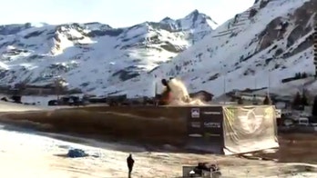 World's longest car jump attempt ends in fierce crash