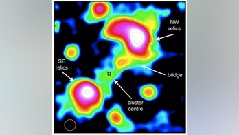 Intergalactic crash scene among universe's largest things