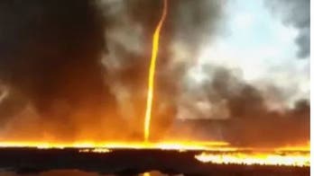'Firenado' caught on film during 10-engine blaze
