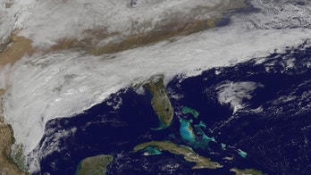 Winter storm battering southeast seen from space