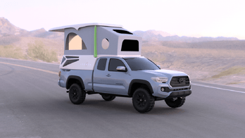 Leentu is a lightweight pop-up camper built for the Toyota Tacoma