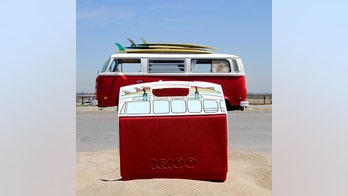 Igloo makes a VW Microbus-shaped cooler with surfboards on top