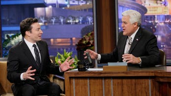 Jimmy Fallon shows up on Jay Leno's 'Tonight Show' as baton is passed
