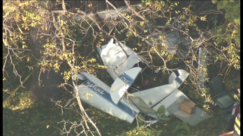 Two hurt after small plane crashes behind NJ home