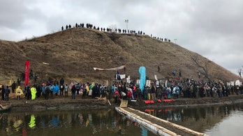 Anti-pipeline protesters demonstrate in North Dakota on Thanksgiving Day