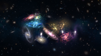 Scientists peer across the universe and find an ancient galactic collision