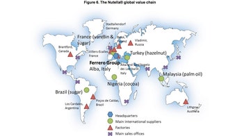Map shows what it takes to make one single jar of Nutella