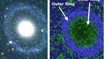 This double-ringed galaxy is one of the rarest types ever seen