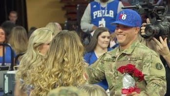 Philadelphia 76ers dancer surprised by Army soldier boyfriend