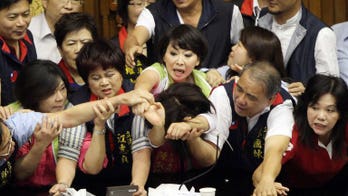 Taiwan legislators in brawl over tax