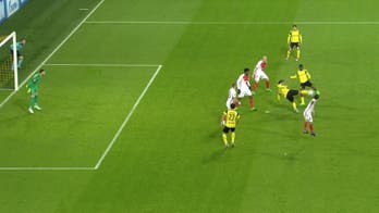 Check out Pierre-Emerick Aubameyang's incredible backheel to set up a goal for Ousmane Dembele