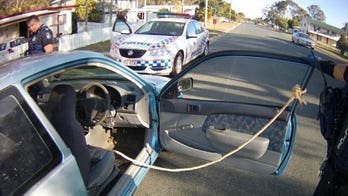 Police left stunned after finding car with door held shut with piece of rope