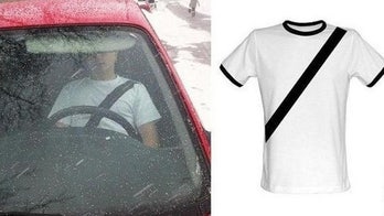 T-shirts designed to look like seatbelt straps