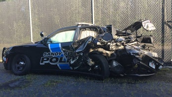 Georgia police post photo of wrecked cruiser as a warning to drivers