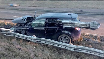 SUV impaled by guardrail in crash, but its drunken driver survives