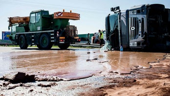 Truck crash leads river of chocolate on highway