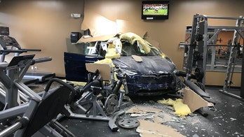 Video captures the moment a Tesla crashes into a gym