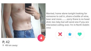 'Married' Tinder user slammed for crib, dress in profile photo