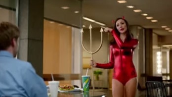 Subway ad shows skinny woman telling colleagues to eat right so they fit into sexy Halloween costumes