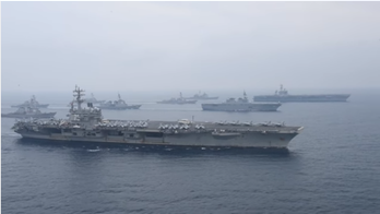 US aircraft carriers join Japanese forces off North Korean coast for military training