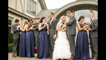 Who needs flowers? Couple celebrates wedding by posing with puppies