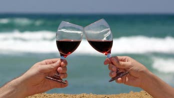 Essentials for wine drinking on the beach