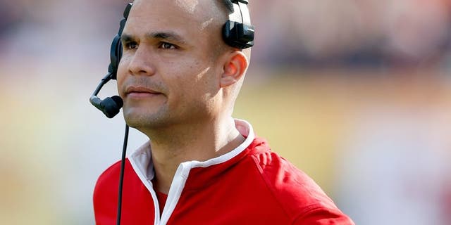 TAMPA, FL - JANUARY 1: Defensive coordinator Dave Aranda of the Wisconsin Badgers looks on against the Auburn Tigers during the Outback Bowl at Raymond James Stadium on January 1, 2015 in Tampa, Florida. Wisconsin defeated Auburn 34-31 in overtime. (Photo by Joe Robbins/Getty Images)