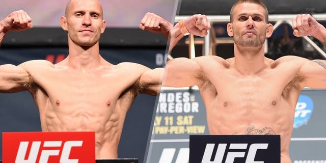 ORLANDO, FL - DECEMBER 18: Donald 'Cowboy' Cerrone weighs in during the UFC weigh-in at the Orange County Convention Center on December 18, 2015 in Orlando, Florida. (Photo by Josh Hedges/Zuffa LLC/Zuffa LLC via Getty Images) LAS VEGAS, NV - JULY 10: Tim Means steps onto the scale during the UFC 189 weigh-in inside MGM Grand Garden Arena on July 10, 2015 in Las Vegas, Nevada. (Photo by Josh Hedges/Zuffa LLC/Zuffa LLC via Getty Images)