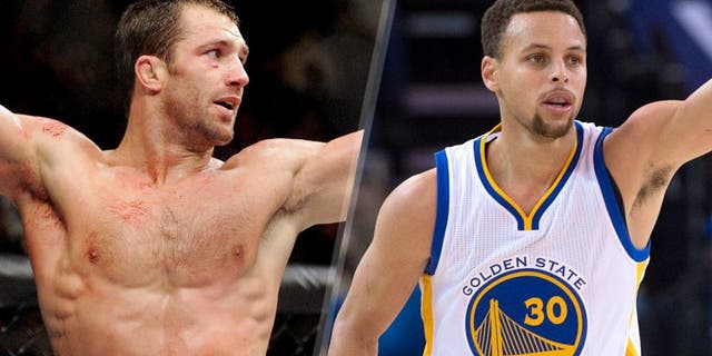 December 12, 2015; Las Vegas, NV, USA; Luke Rockhold reacts following the third round against Chris Weidman during UFC 194 at MGM Grand Garden Arena. Mandatory Credit: Gary A. Vasquez-USA TODAY Sports December 16, 2015; Oakland, CA, USA; Golden State Warriors guard Stephen Curry (30) celebrates during the third quarter against the Phoenix Suns at Oracle Arena. The Warriors defeated the Sun 128-103. Mandatory Credit: Kyle Terada-USA TODAY Sports