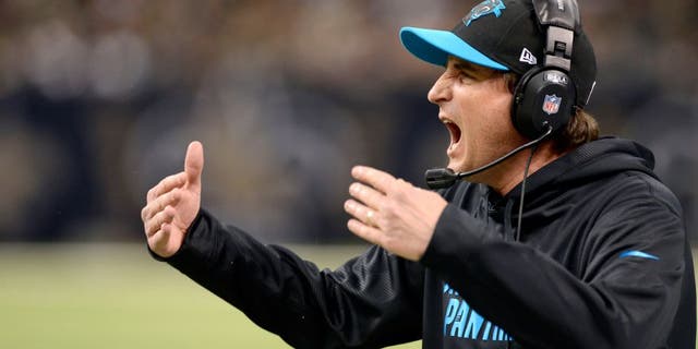 Dec 30, 2012; New Orleans, LA, USA; Carolina Panthers quarterback coach Mike Shula yells to the team from the sidelines during second half of their game against the New Orleans Saints at the Mercedes-Benz Superdome. The Carolina Panthers defeated the New Orleans Saints 44-38. John David Mercer-USA TODAY Sports