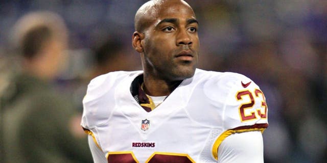 Nov 7, 2013; Minneapolis, MN, USA; Washington Redskins cornerback DeAngelo Hall (23) against the Minnesota Vikings at Mall of America Field at H.H.H. Metrodome. The Vikings defeated the Redskins 34-27. Mandatory Credit: Brace Hemmelgarn-USA TODAY Sports