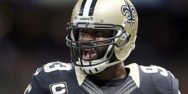 NEW ORLEANS, LA - NOVEMBER 24: Junior Galette #93 of the New Orleans Saints participates in warmups prior to a game against the Baltimore Ravens at the Mercedes-Benz Superdome on November 24, 2014 in New Orleans, Louisiana. (Photo by Chris Graythen/Getty Images)