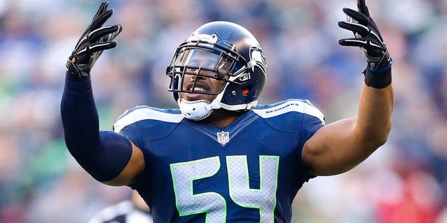 Nov 23, 2014; Seattle, WA, USA; Seattle Seahawks middle linebacker Bobby Wagner (54) dances during a timeout against the Arizona Cardinals during the third quarter at CenturyLink Field. Mandatory Credit: Joe Nicholson-USA TODAY Sports