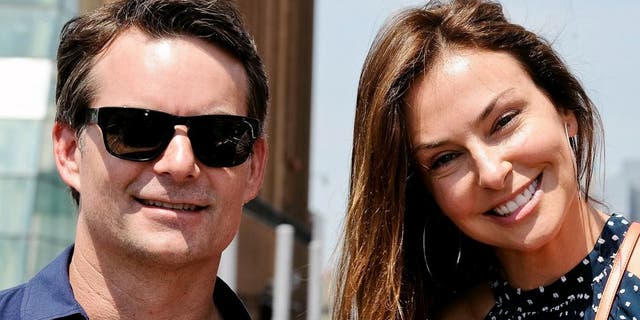 NEW YORK, NY - JUNE 30: Race Car Driver Jeff Gordon with wife Ingrid Vandebosch pose during Jeff Gordon Honored By Ride Of Fame at Pier 78 on June 30, 2015 in New York City. (Photo by Daniel Zuchnik/WireImage)