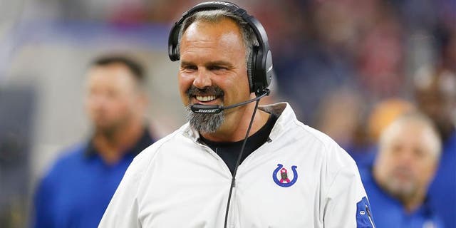 Oct 8, 2015; Houston, TX, USA; Indianapolis Colts defensive coordinator Greg Manusky on the sidelines prior to the game against the Houston Texans at NRG Stadium. Mandatory Credit: Matthew Emmons-USA TODAY Sports