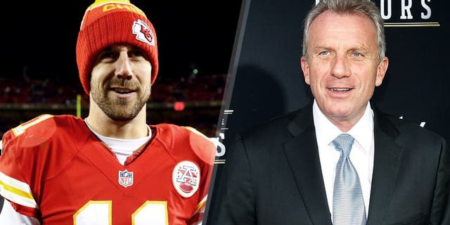 KANSAS CITY, MO - JANUARY 3: Alex Smith #11 of the Kansas City Chiefs walks off the field after the game against the Oakland Raiders at Arrowhead Stadium during on January 3, 2016 in Kansas City, Missouri. (Photo by Jamie Squire/Getty Images) NEW ORLEANS, LA - FEBRUARY 2: Joe Montana attends the 2nd Annual NFL Honors at the Mahalia Jackson Theater on February 2, 2013 in New Orleans, Louisiana. (Photo by Tyler Kaufman/WireImage)